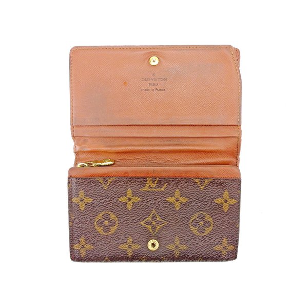 LOUIS VUITTON Long Wallet Purse M61730 Brown beige gold Portonebi Tresol