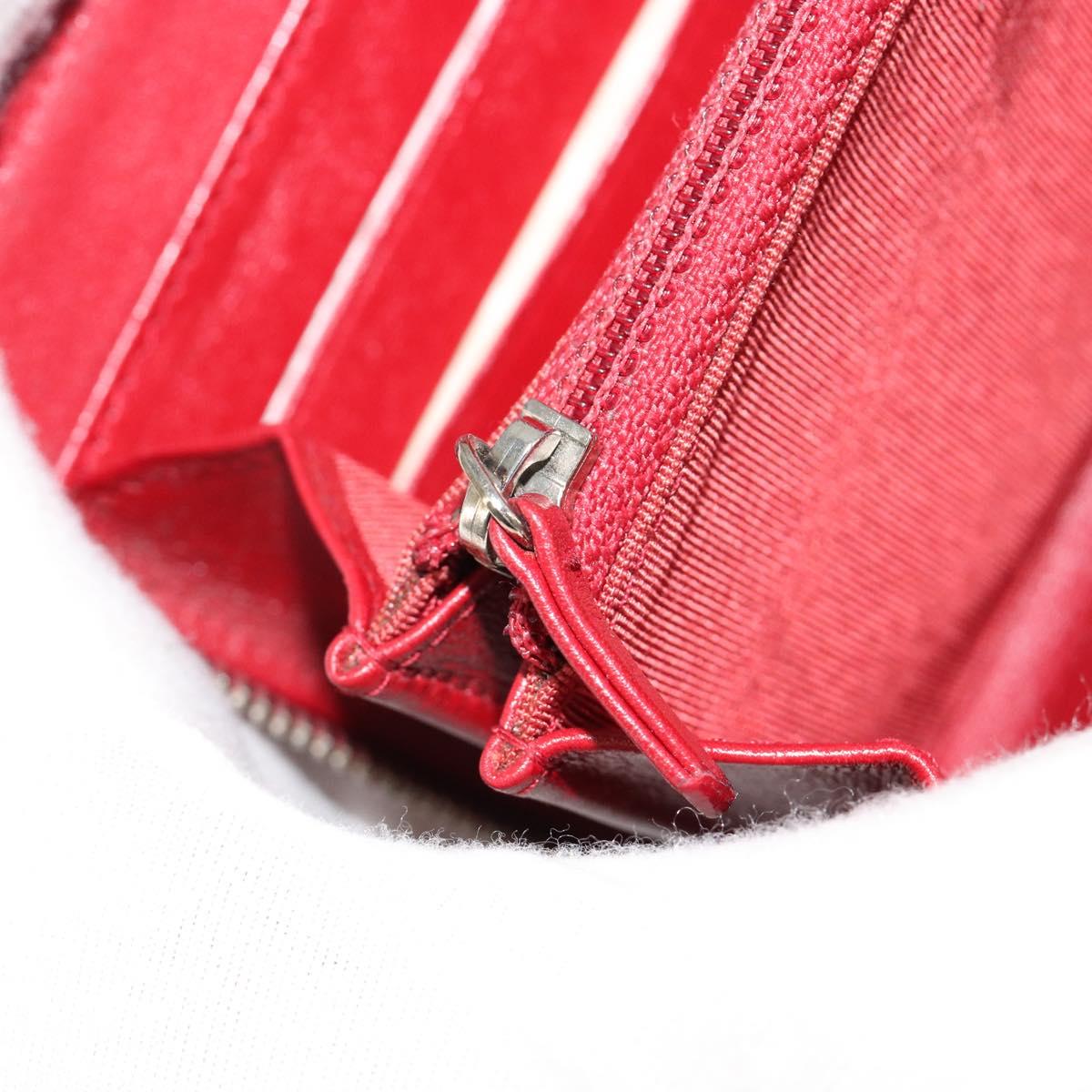 CHANEL Matelasse Long Wallet Caviar Skin Red Silver CC
