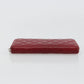 CHANEL Matelasse Long Wallet Caviar Skin Red Silver CC