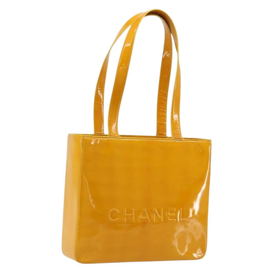 CHANEL Tote Bag Patent Leather Orange CC