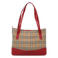 BURBERRY Nova Check Hand Bag Canvas Red Beige Gold