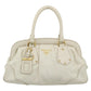 PRADA Hand Bag Vitello Daino Leather White Gold