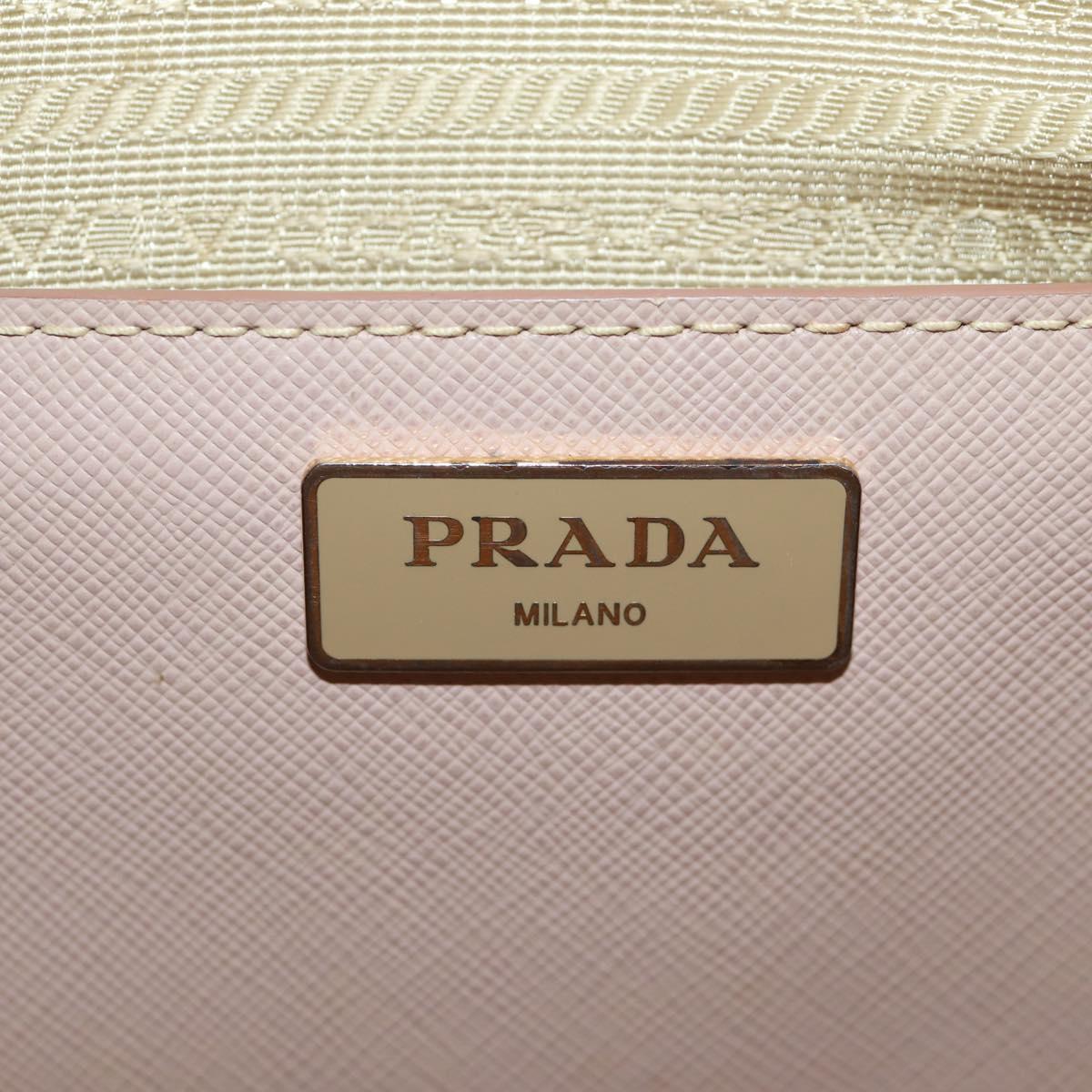 PRADA Two Way Hand Bag Saffiano Leather Pink Gold