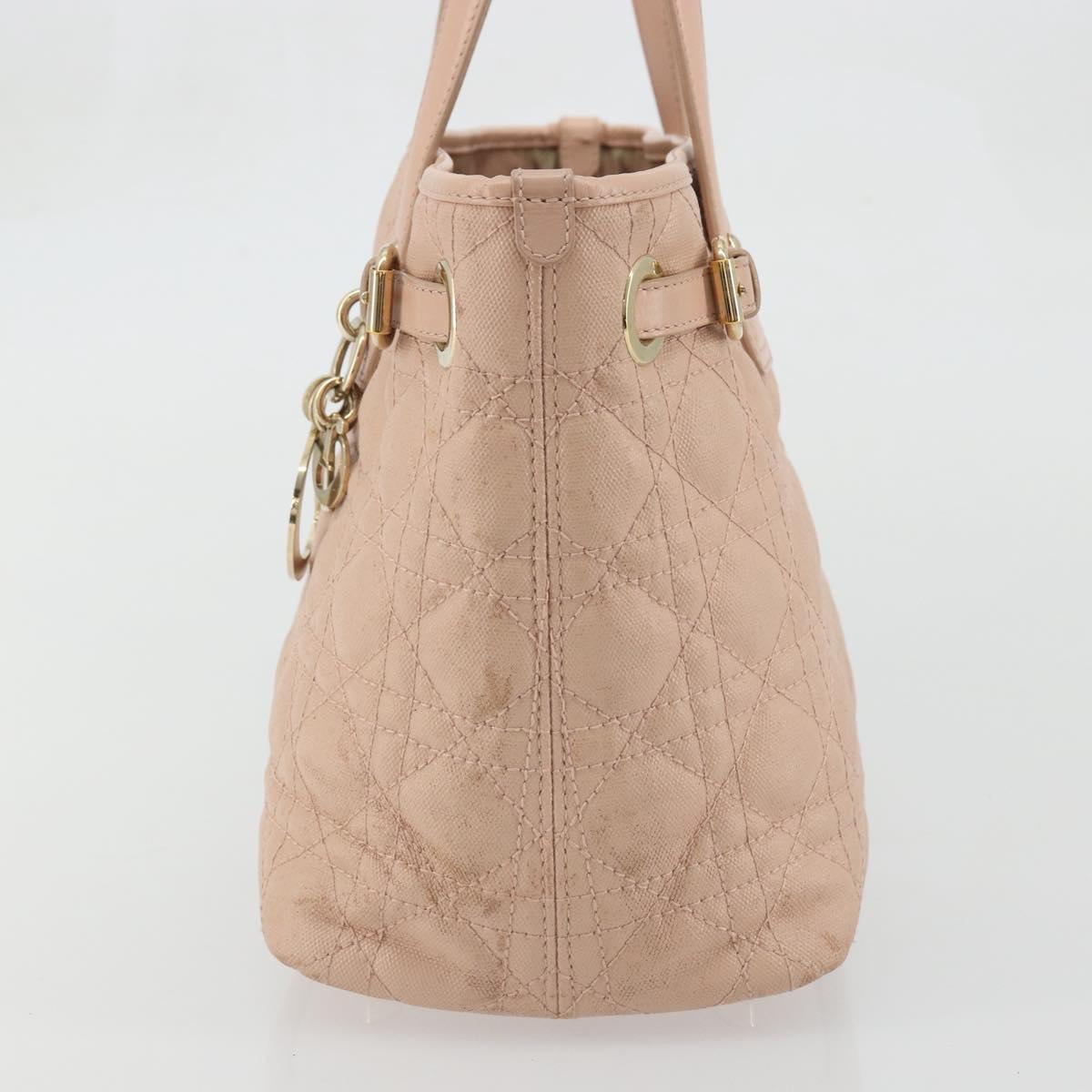 Christian Dior Cannage Panarea Hand Bag Coated Canvas Pink