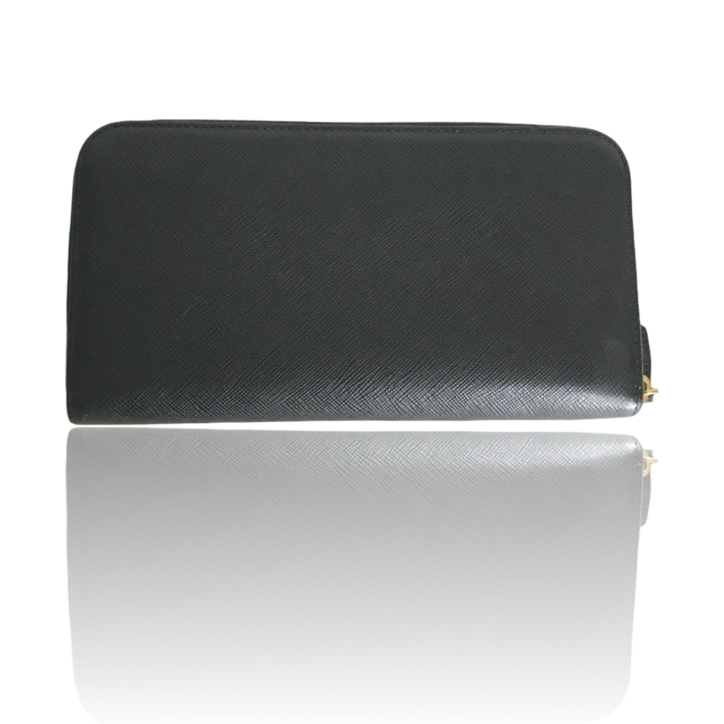 PRADA SAFFIANO ROUND ZIP LONG WALLET GOLD