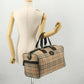 Burberrys Nova Check Boston Bag Canvas Brown Gold