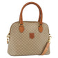 CELINE Two Way Macadam Canvas HandBag Beige Gold