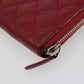 CHANEL Matelasse Long Wallet Caviar Skin Red Silver CC