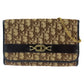 DIOR Canvas Shoulder Wallet on Chain Brown Beige Trotter Women Used Authentic