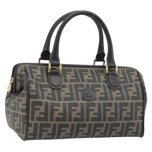 FENDI Zucca Canvas Boston Bag PVC Brown Black
