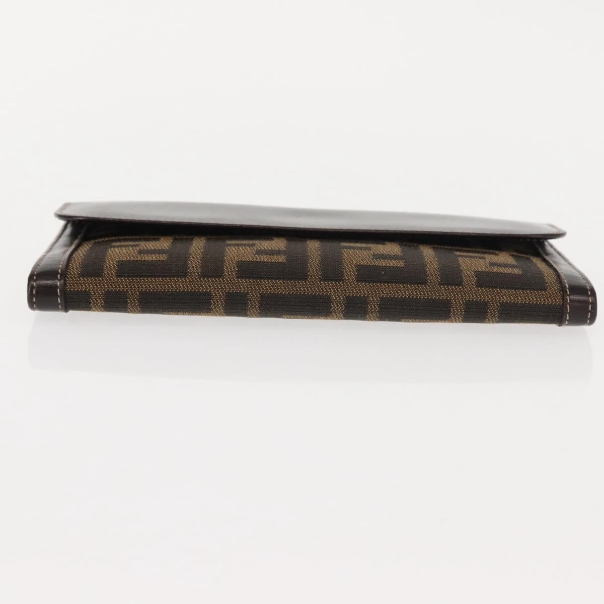 FENDI Zucca Canvas Long Wallet Black Brown