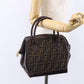 FENDI Zucca Canvas Hand Bag Black Brown Auth