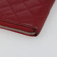 CHANEL Matelasse Long Wallet Caviar Skin Red Silver CC