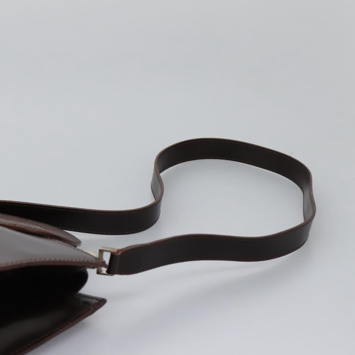 CELINE Hand Bag Leather Two Way Dark Brown Gold