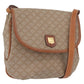 CELINE Macadam Monogram Canvas Shoulder Bag Beige Gold