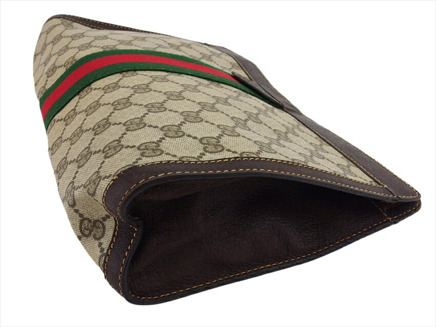 GUCCI Clutch bag Beige Brown Green type Sherry Line Old Gucci