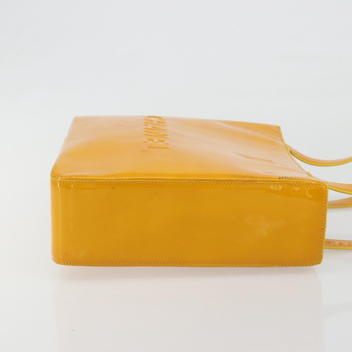 CHANEL Tote Bag Patent Leather Orange CC