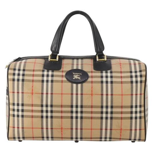 Burberrys Nova Check Boston Bag Canvas Brown Gold