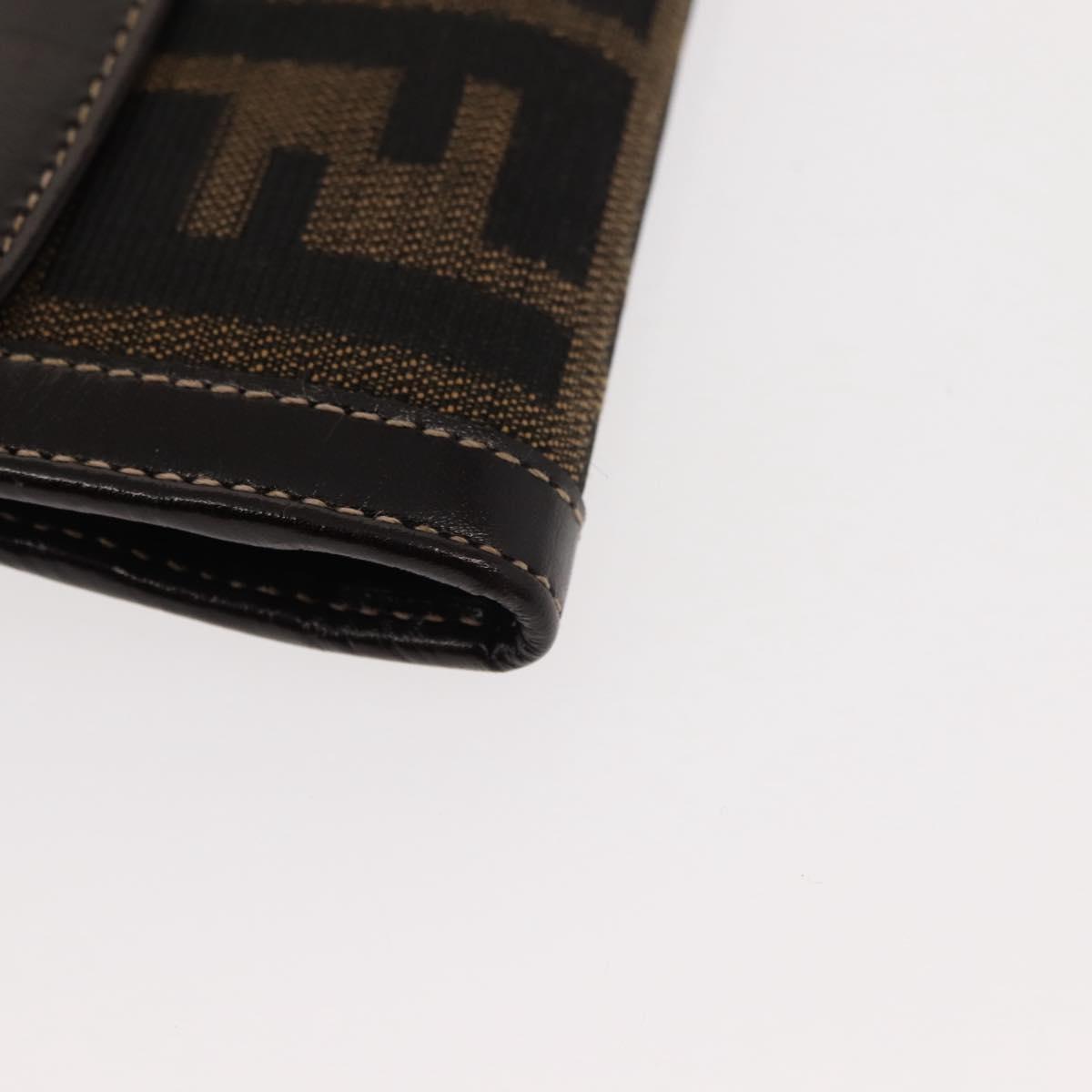FENDI Zucca Canvas Long Wallet Black Brown