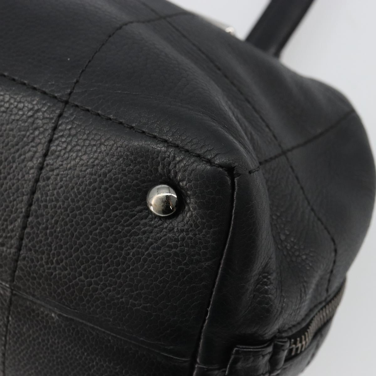 CHANEL Handbag Caviar Skin Black Silver CC