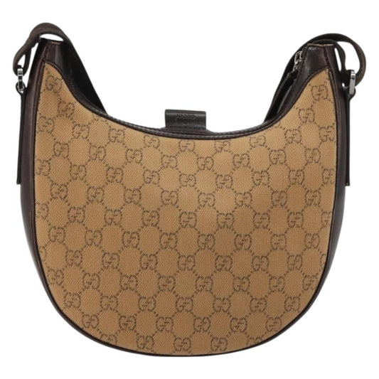 GUCCI GG Canvas Shoulder Bag Brown