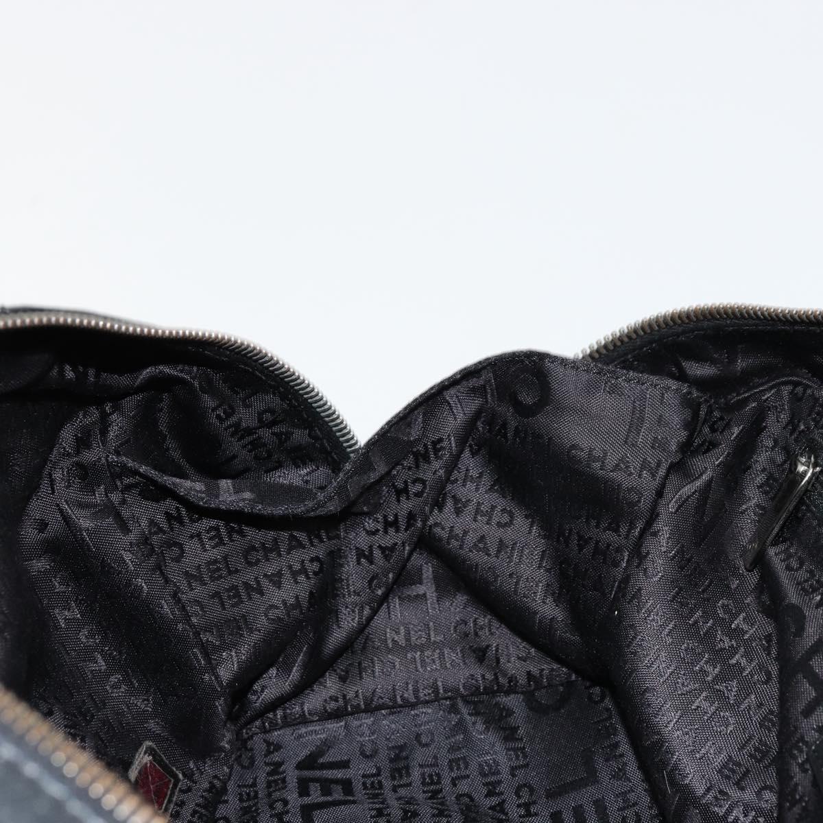 CHANEL Handbag Caviar Skin Black Silver CC
