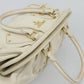 PRADA Hand Bag Vitello Daino Leather White Gold