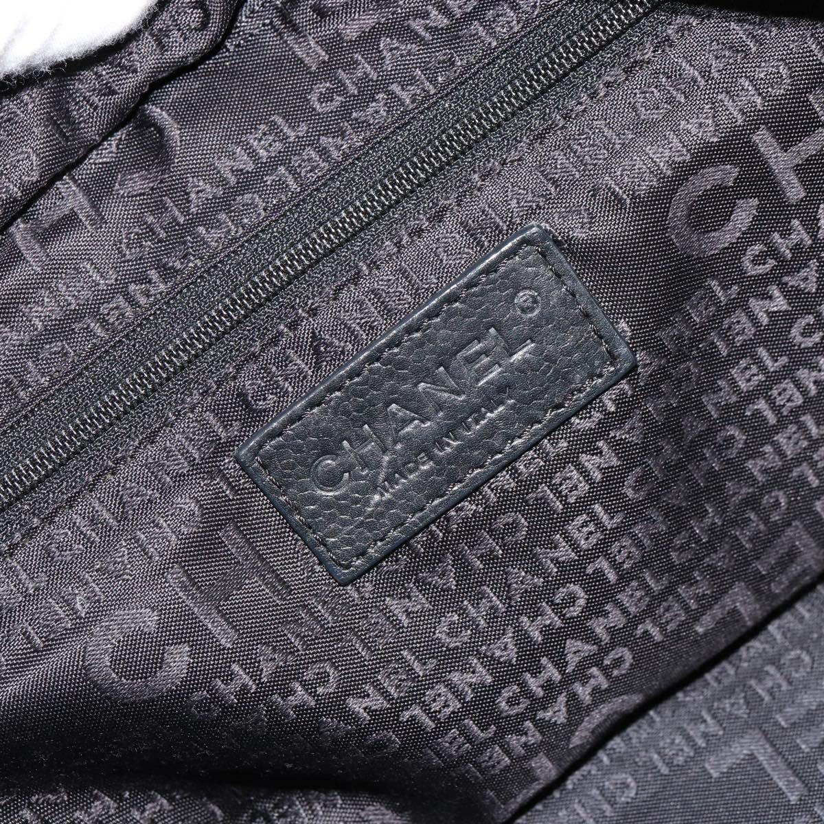 CHANEL Handbag Caviar Skin Black Silver CC