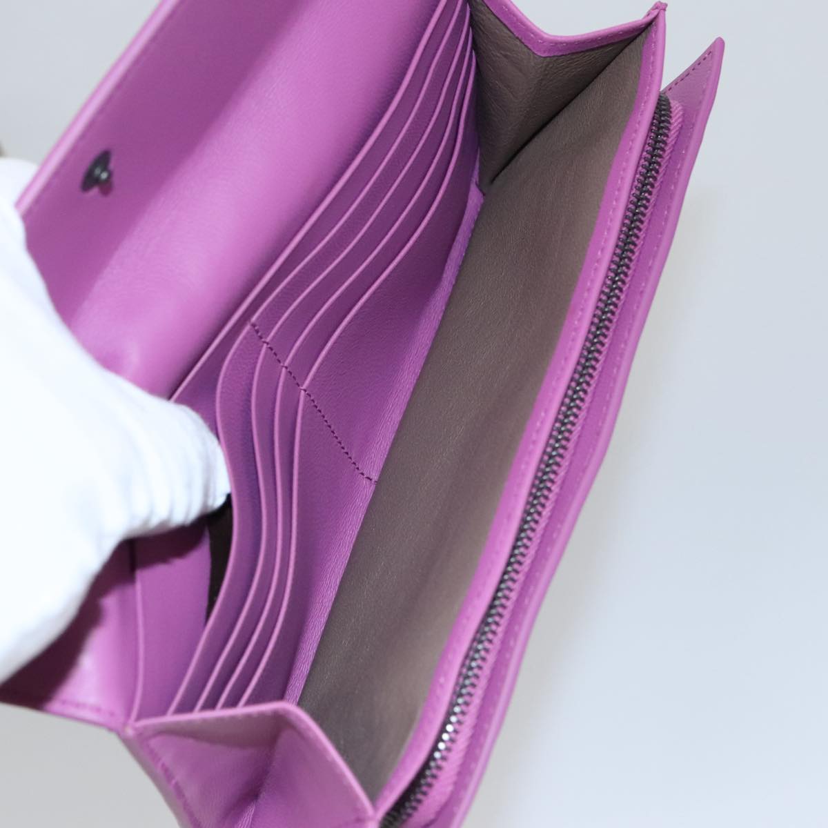 BOTTEGA VENETA Intecciato Long Wallet Leather Purple