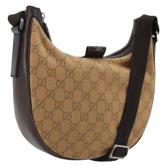 GUCCI GG Canvas Shoulder Bag Brown