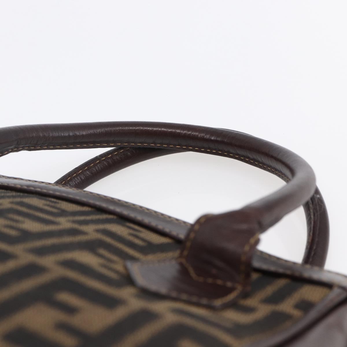 FENDI Zucca Canvas Hand Bag Black Brown Auth