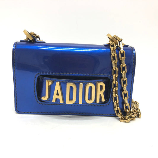 Dior Shoulder Bag Enamel / leather gunmetal blue Jadior