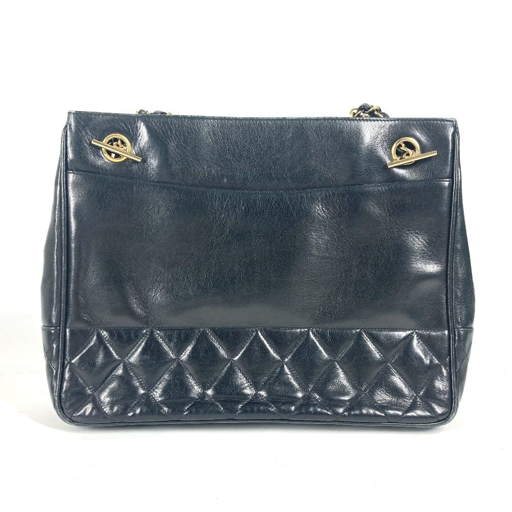 CHANEL Shoulder Bag lambskin black Quilted Matelasse Vintage WChain bag Women Used Authentic