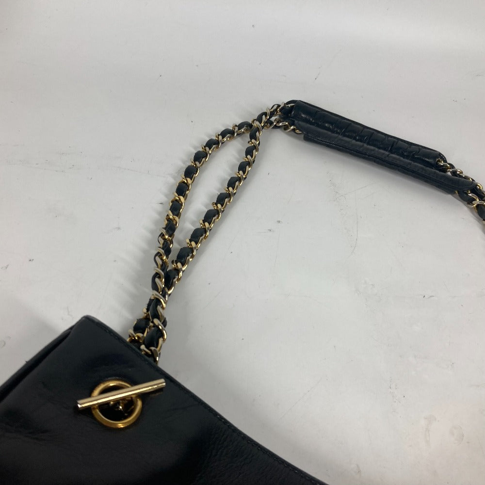 CHANEL Shoulder Bag lambskin black Quilted Matelasse Vintage WChain bag Women Used Authentic