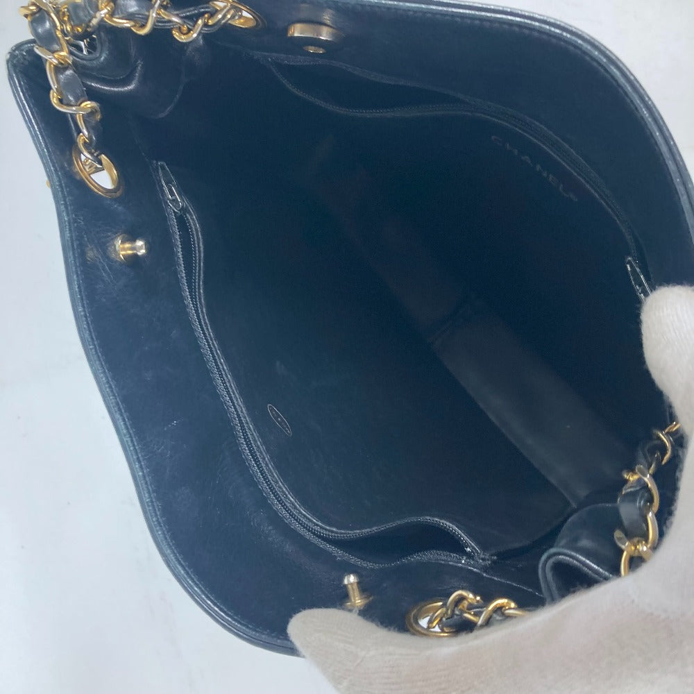 CHANEL Shoulder Bag lambskin black Quilted Matelasse Vintage WChain bag Women Used Authentic
