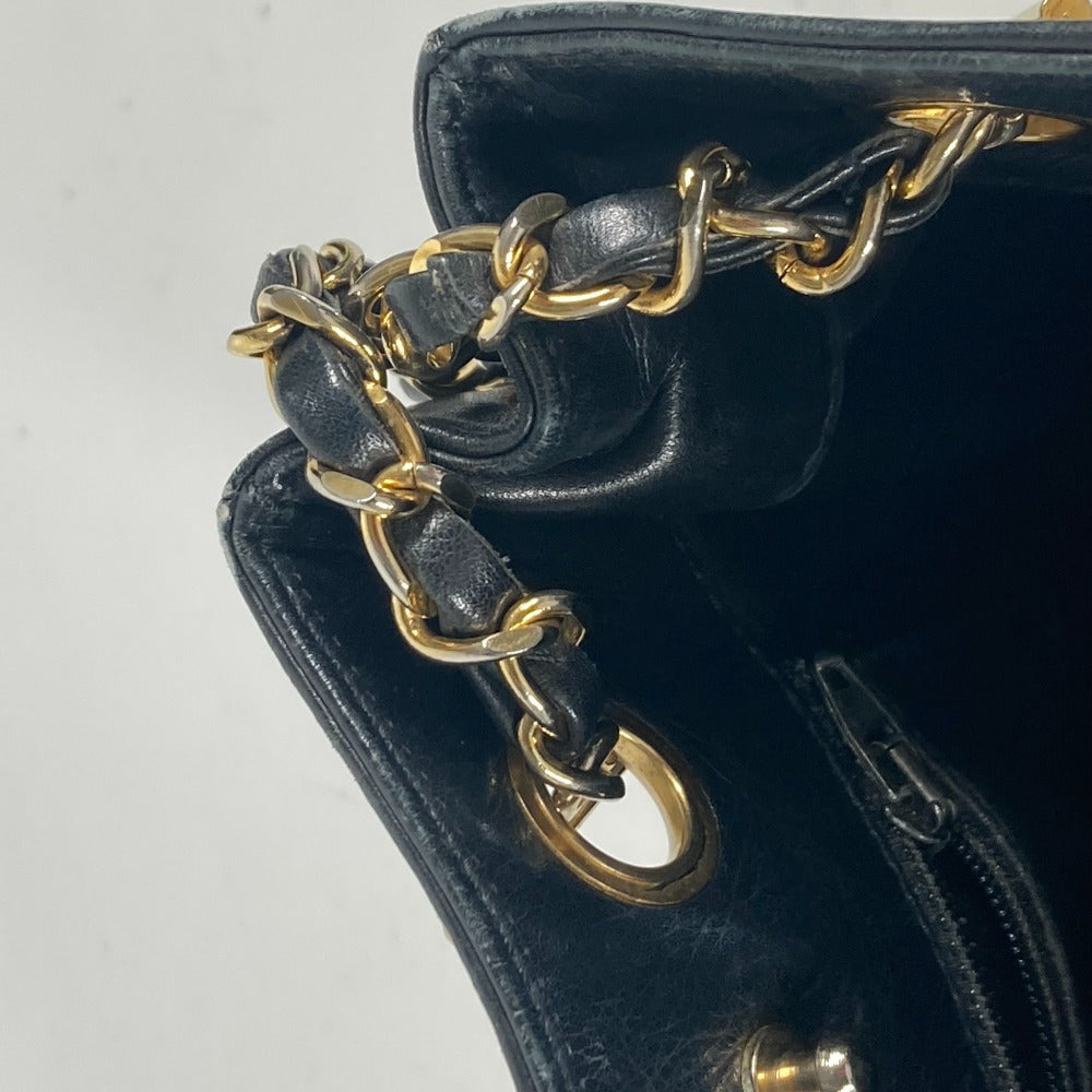 CHANEL Shoulder Bag lambskin black Quilted Matelasse Vintage WChain bag Women Used Authentic