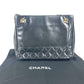 CHANEL Shoulder Bag lambskin black Quilted Matelasse Vintage WChain bag Women Used Authentic