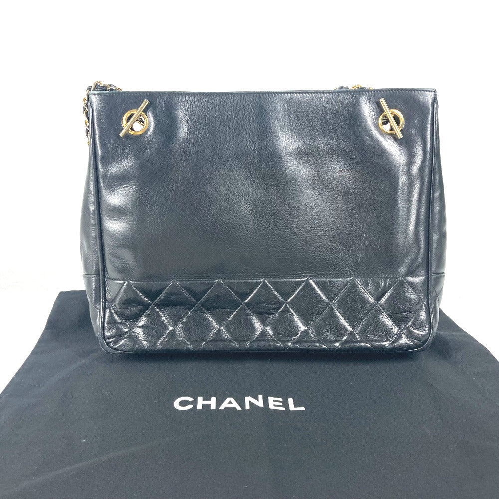 CHANEL Shoulder Bag lambskin black Quilted Matelasse Vintage WChain bag Women Used Authentic