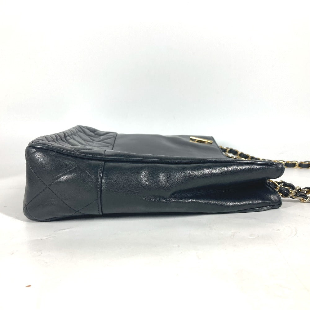 CHANEL Shoulder Bag lambskin black Quilted Matelasse Vintage WChain bag Women Used Authentic