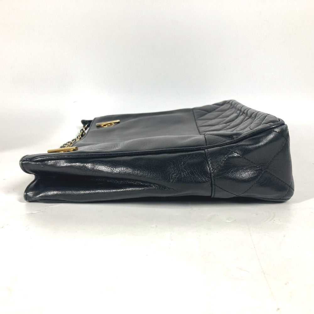 CHANEL Shoulder Bag lambskin black Quilted Matelasse Vintage WChain bag Women Used Authentic
