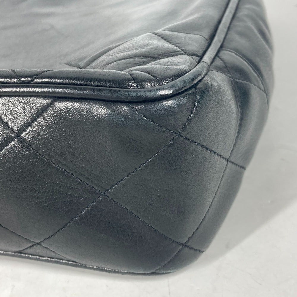 CHANEL Shoulder Bag lambskin black Quilted Matelasse Vintage WChain bag Women Used Authentic