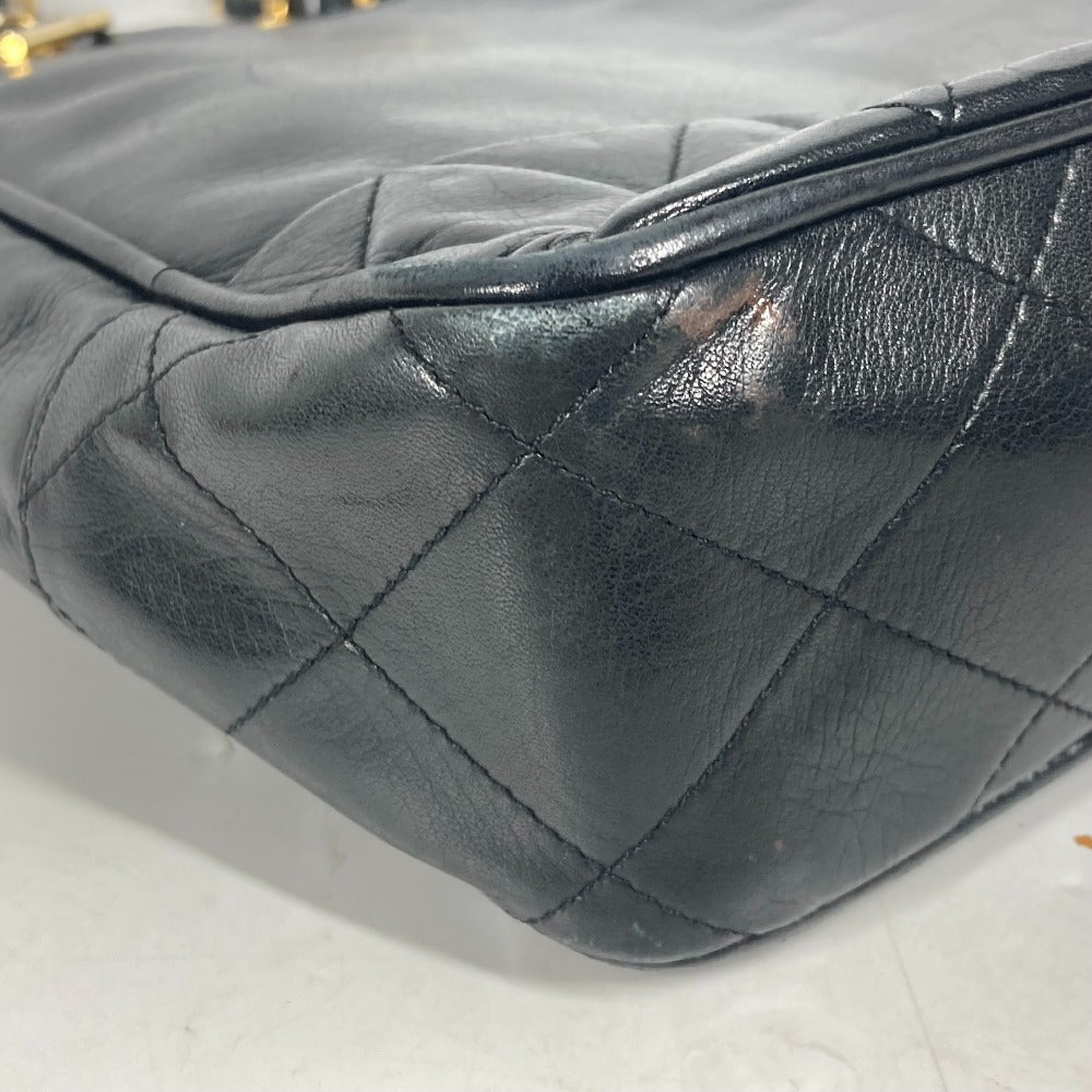 CHANEL Shoulder Bag lambskin black Quilted Matelasse Vintage WChain bag Women Used Authentic