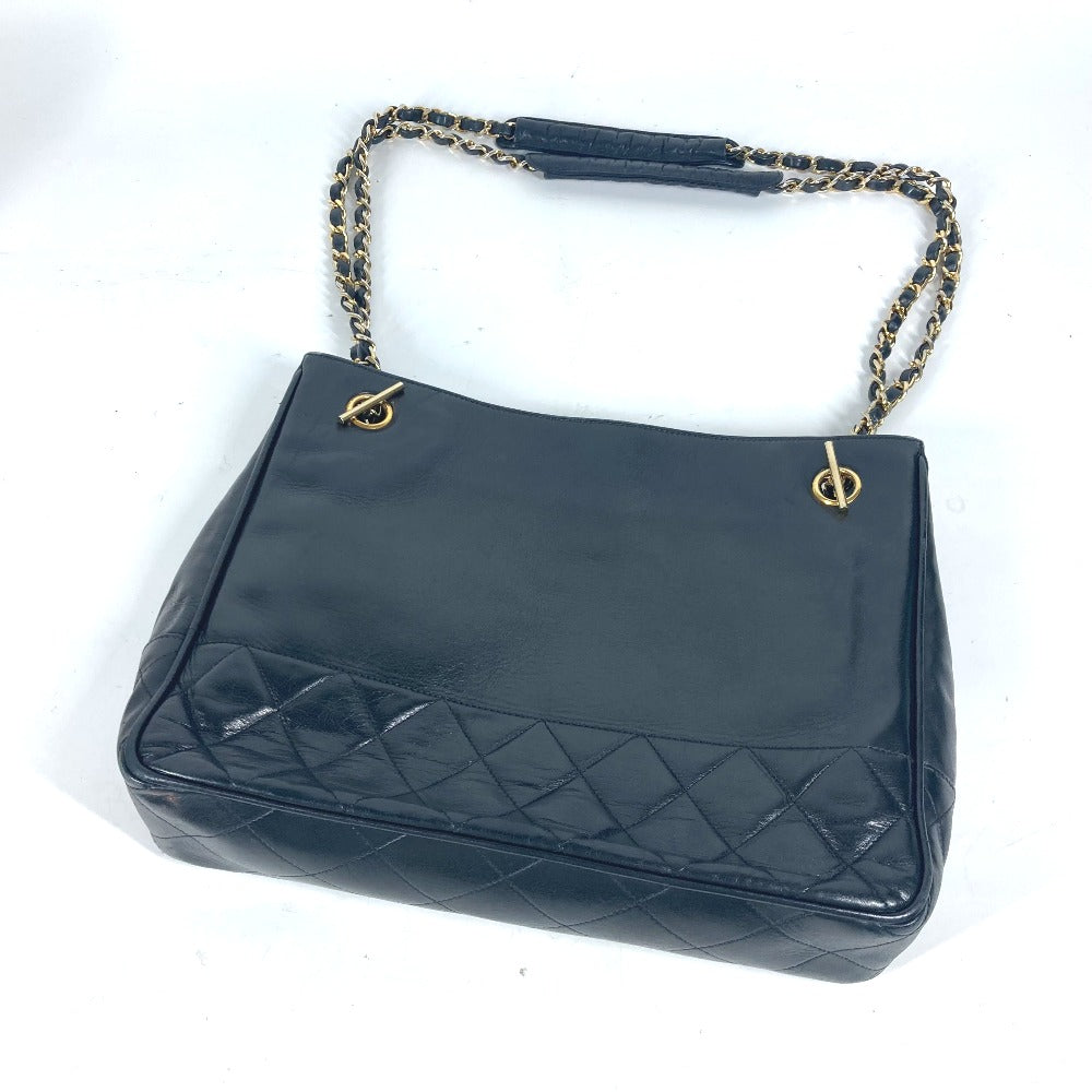 CHANEL Shoulder Bag lambskin black Quilted Matelasse Vintage WChain bag Women Used Authentic