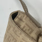 FENDI Shoulder Bag 8BT075 Leather / canvas beige flap logo Zucchino Women Used Authentic