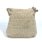 FENDI Shoulder Bag 8BT075 Leather / canvas beige flap logo Zucchino Women Used Authentic