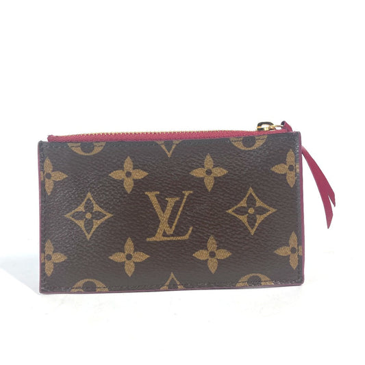 LOUIS VUITTON Coin case M67889 Monogram canvas Brown Monogram Porte Cartes Zip Women Used Authentic