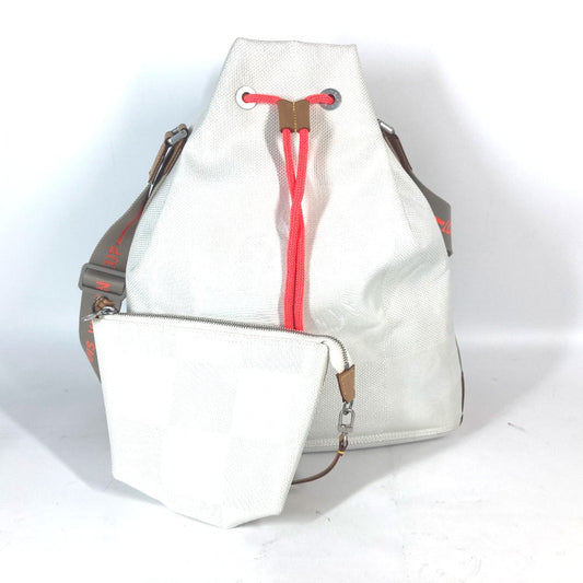 LOUIS VUITTON Shoulder Bag M80634 canvas white Damier Jean Volunteer Drawstring Bag Women Used Authentic