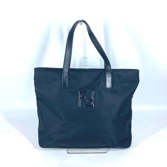 FENDI Shoulder Bag Leather / nylon black vintage FF logo Women Used Authentic