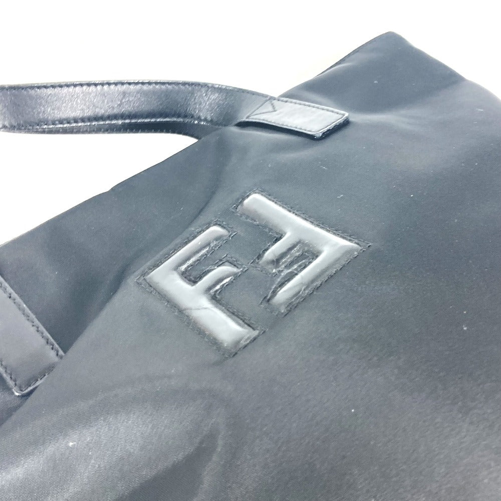 FENDI Shoulder Bag Leather / nylon black vintage FF logo Women Used Authentic