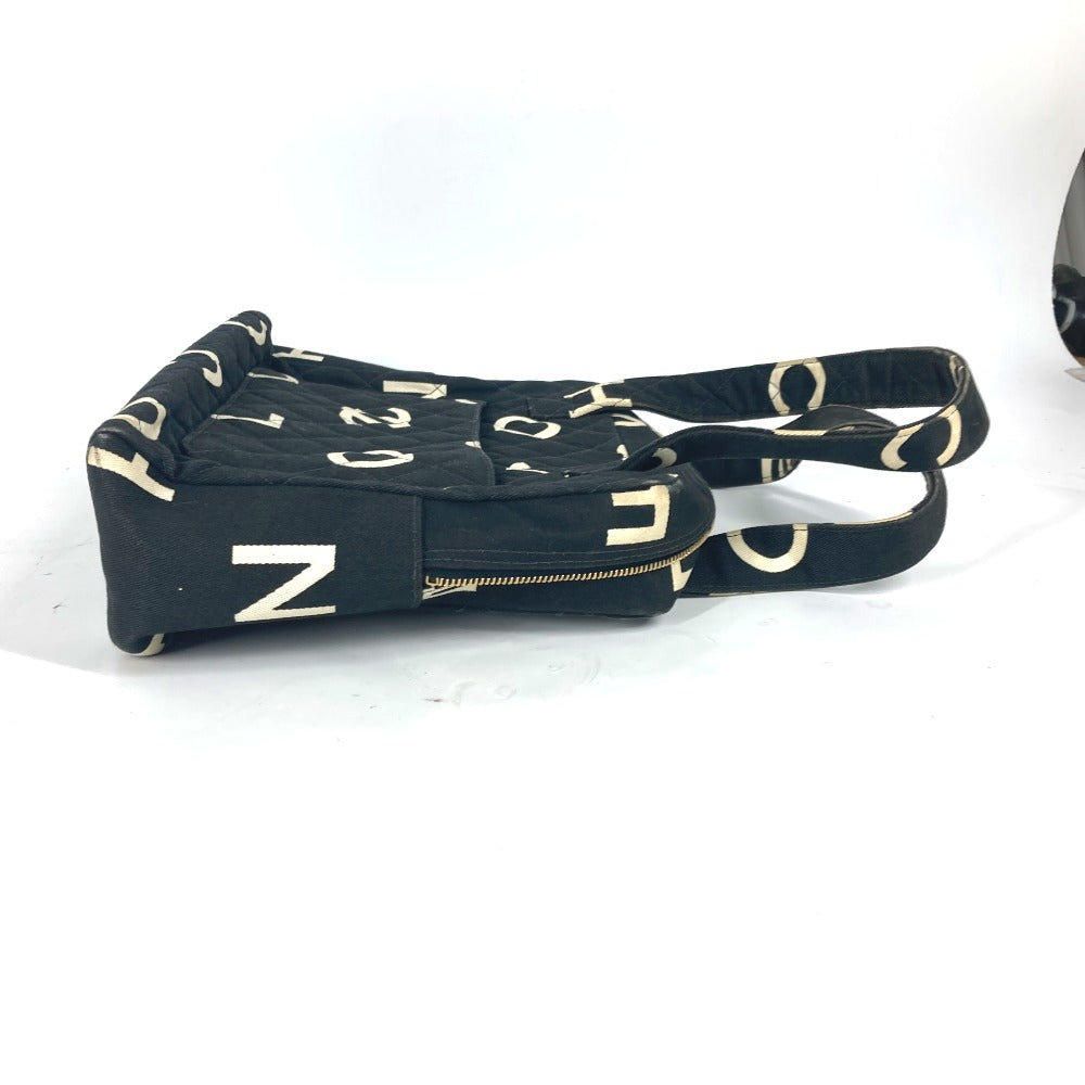 CHANEL Handbag canvas black vintage CC logo all-over pattern Women Used Authentic